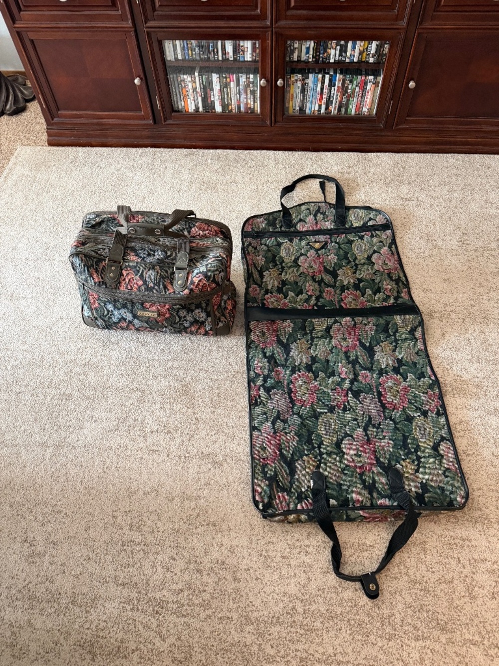 Jordache canvas black/pink/gray large, carry-on, travel bag,” & garment bag